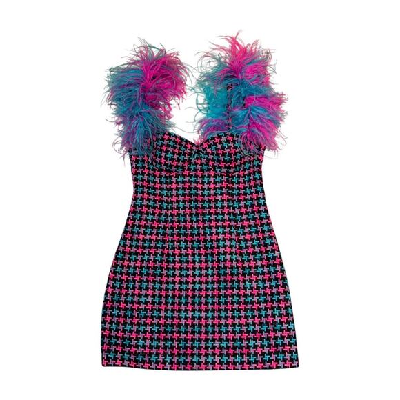 Feather Strap Mini Dress - Picture 1 of 5